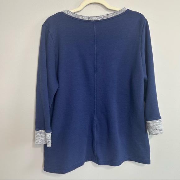 Fresh Produce Navy Blue 3/4 Sleeve Crewneck Top Sweater Women’s Size XL - Picture 5 of 5